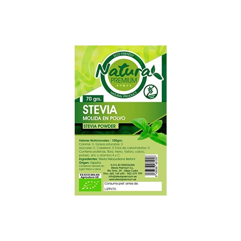 Natura Premium Hoja De Stevia Molida En Polvo 70G