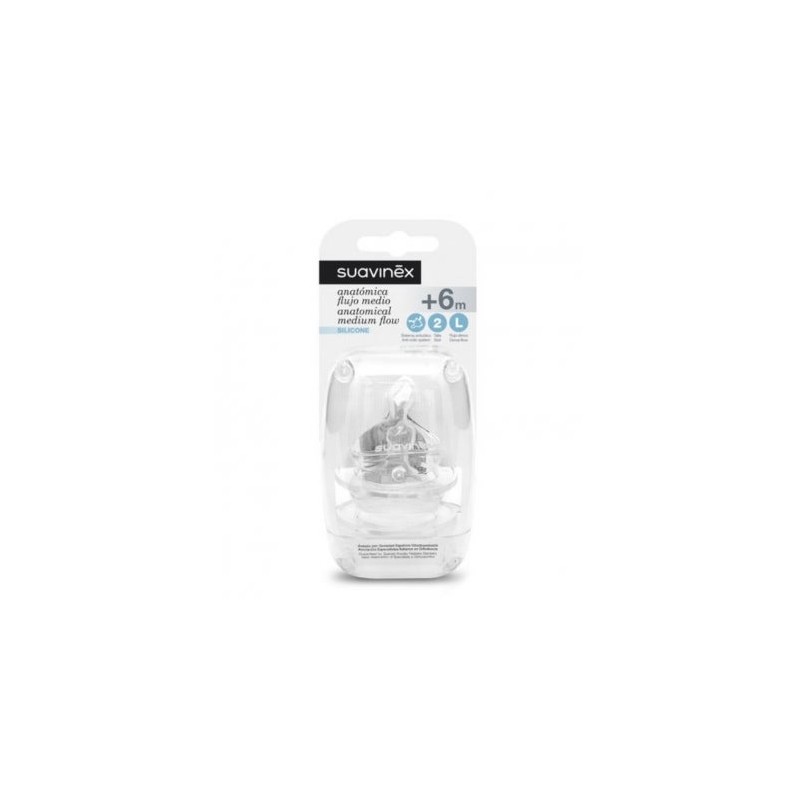 Suavinex®  Tetina Silicona Boca Ancha Flujo Lento +0 Meses 2Uds