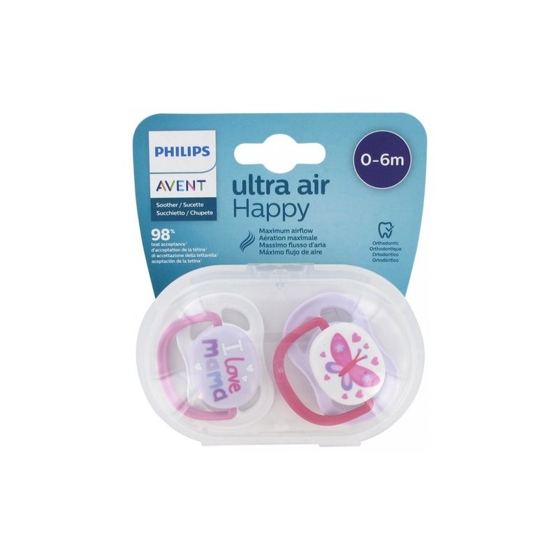 Avent Chupete Ultra Air Happy 0-6 Niña