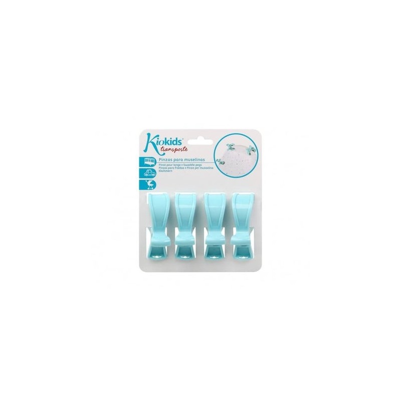 Kiokids Set Pinzas Para Muselinas En Azul 4Uds