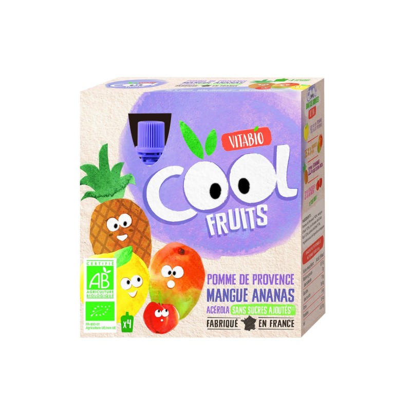 Babybio Pack Cool Fruits Manzana Mango Piña 4X90G