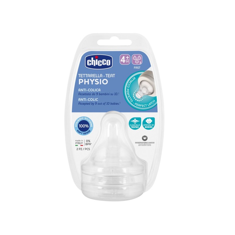 Chicco Tetina Physio Silicona F/Rapido 4M+ 2Uds