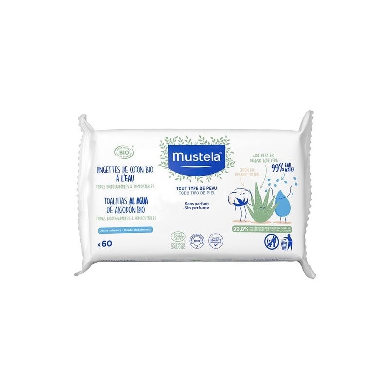 Mustela Toallitas De Agua De Algodón Bio 60U