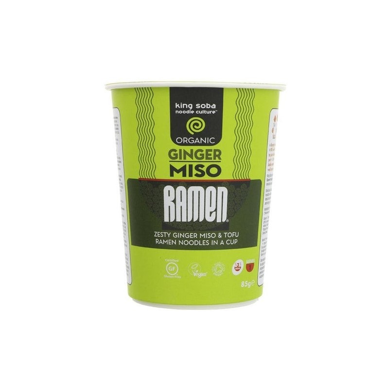 King Soba Vaso Ramen Miso Jengibre Sin Gluten Bio 85G