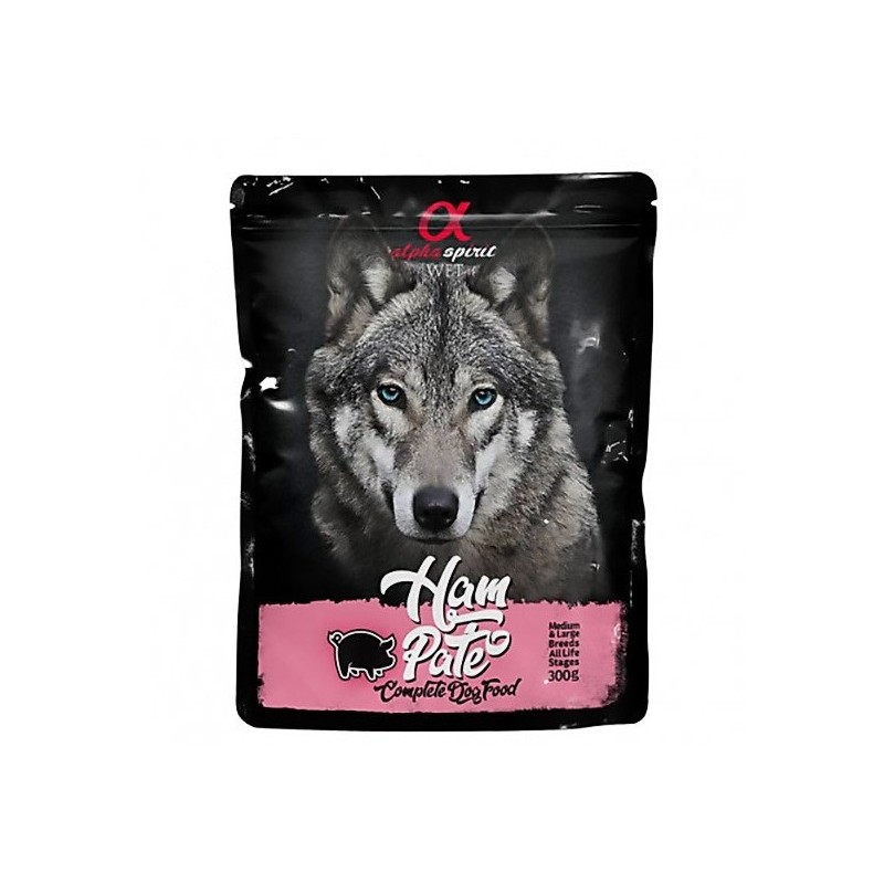 Alpha Spirit Perro Pouch Pate Jamon 12 X 300 Gr