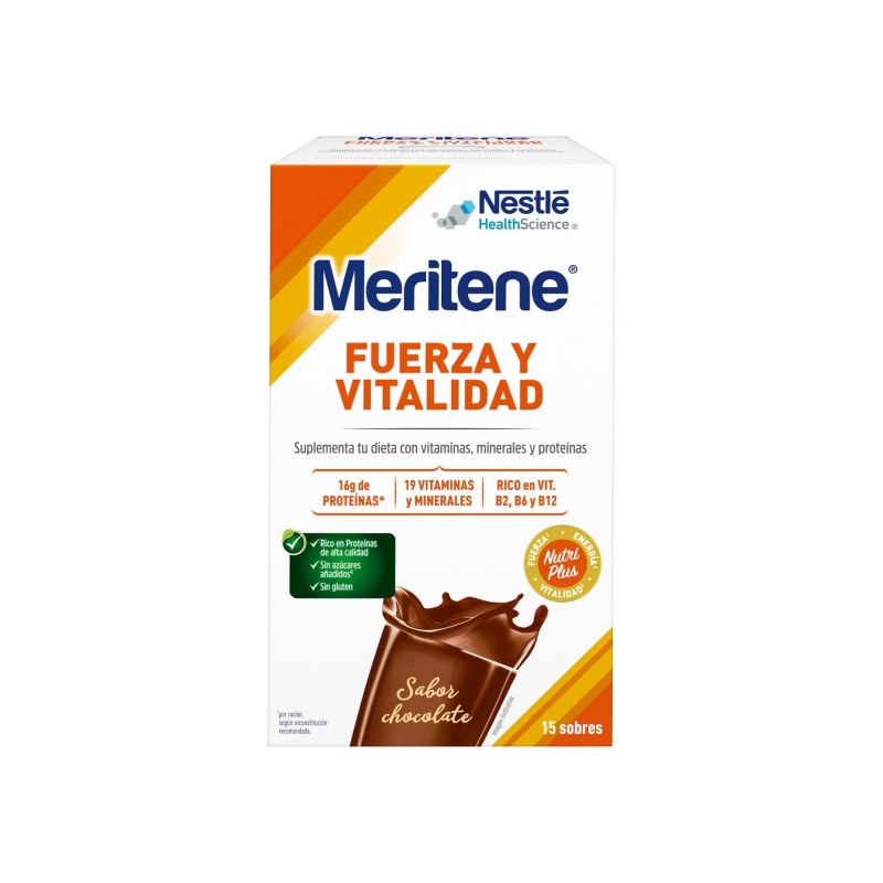 Meritene En Polvo De Chocolate Con 15 Sobres De 30 Gr.