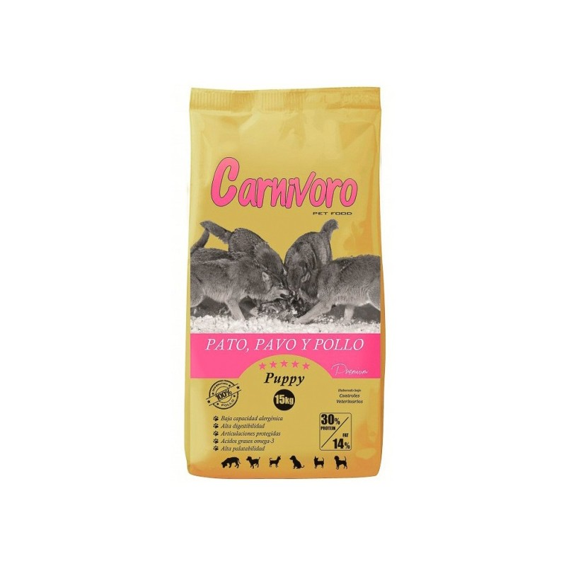 Carnívoro Carnívoro Puppy Pato Pavo Pollo 15Kg