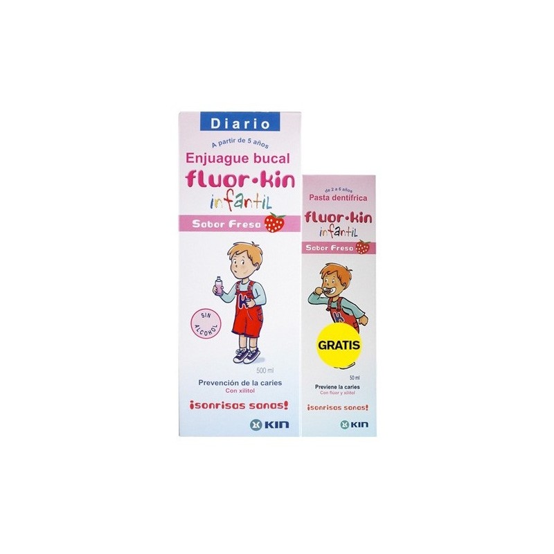 Fluorkin Infantil Enjuague Fresa 500 + Pasta 50