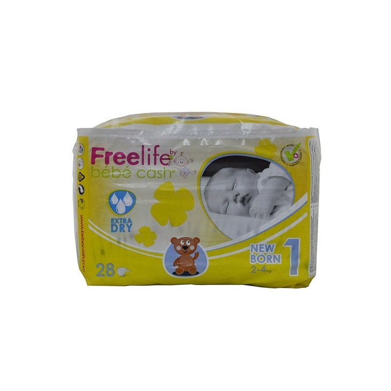 Freelife Pañal Bebecash 1 Recien Nacido 2-4Kg 28Uds