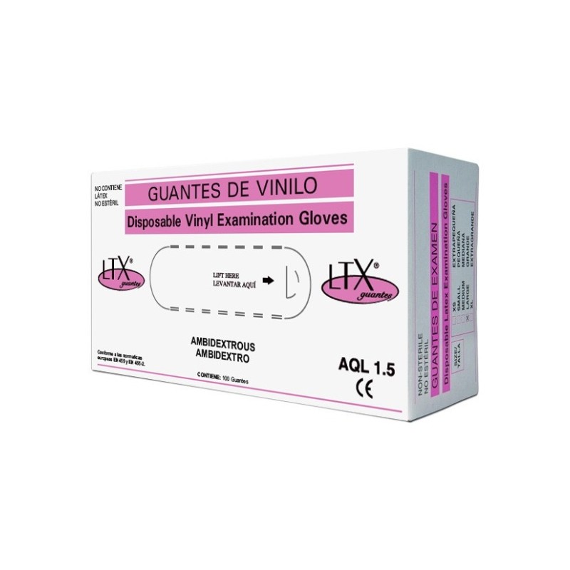 Ltx Guantes Vinilo Aql 15 T-M 100Uds