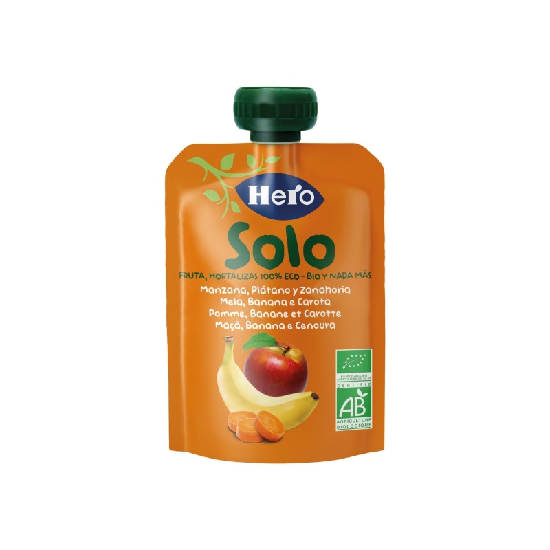 Hero Baby Solo Ecológico Manzana Plátano Y Zanahorias Bolsa 100G