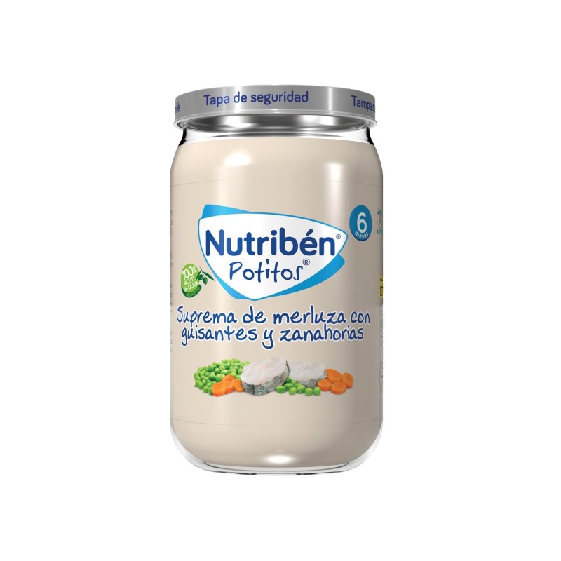 Nutribén Potito Suprema De Merluza Con Guisantes Y Zanahoria 235G