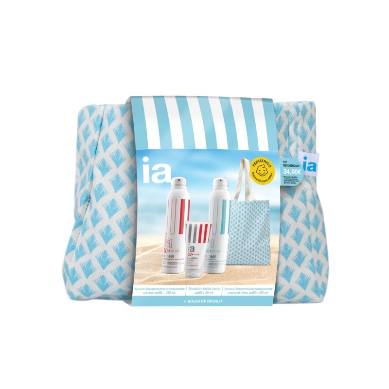 Interapothek Pack Solar Emulsión Fluida Facial Spf50 + Aerosol Spf 50 + Aerosol Niño Spf 50 + Bolso