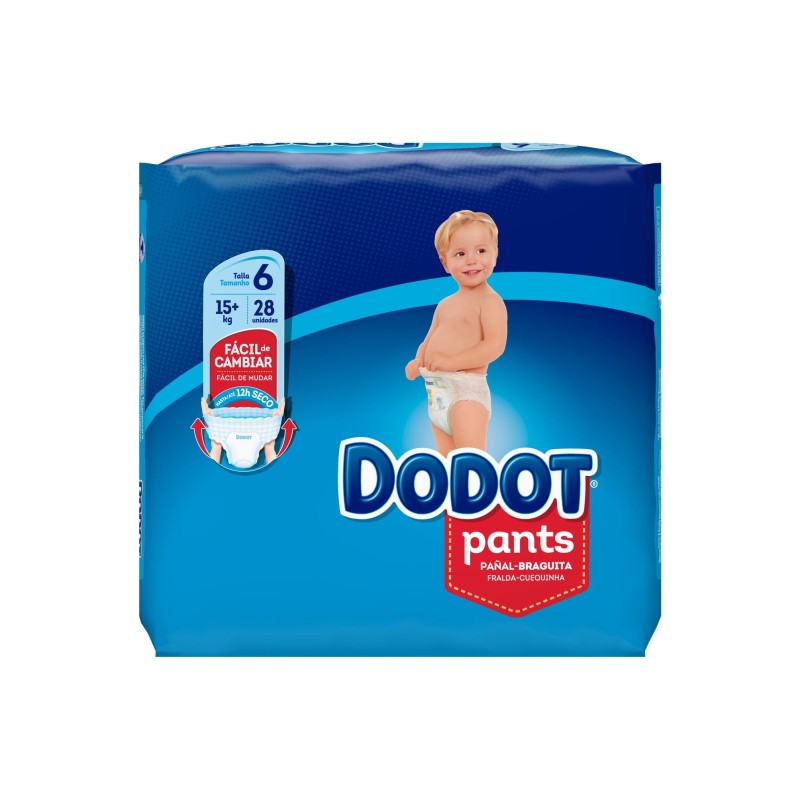 Dodot Pañal Pants T/6 +15 Kg. 28 Und