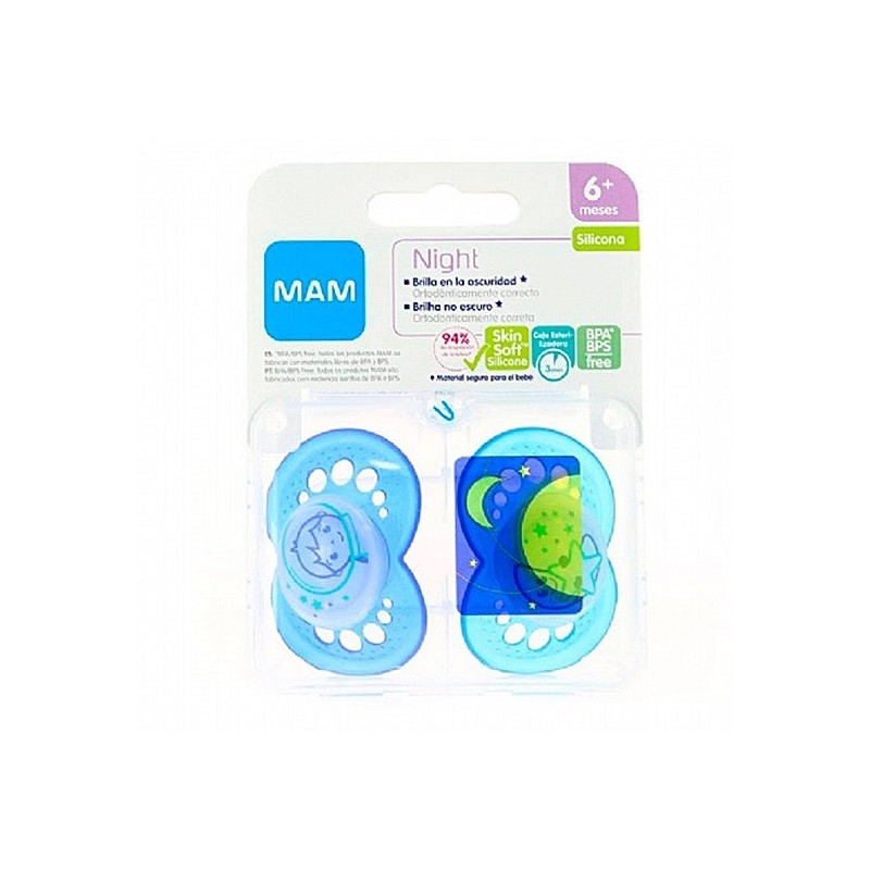 Man Baby Chupete Mam Night 6+ Azul