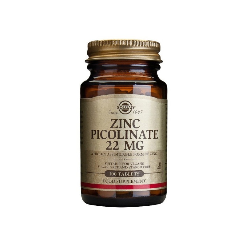 Solgar Piccolinato Zinc 22Mg 100 Comprimidos