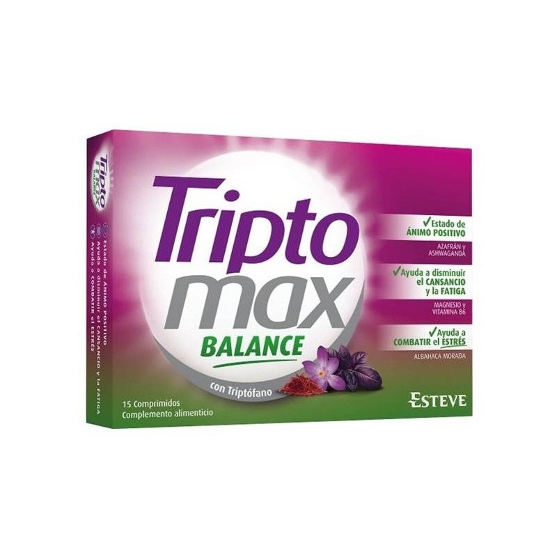 Triptomax Balance. Combate Estrés. Triptófano, Azafrán, Ashwagandha, Albahaca Morada, B6,B1,B12