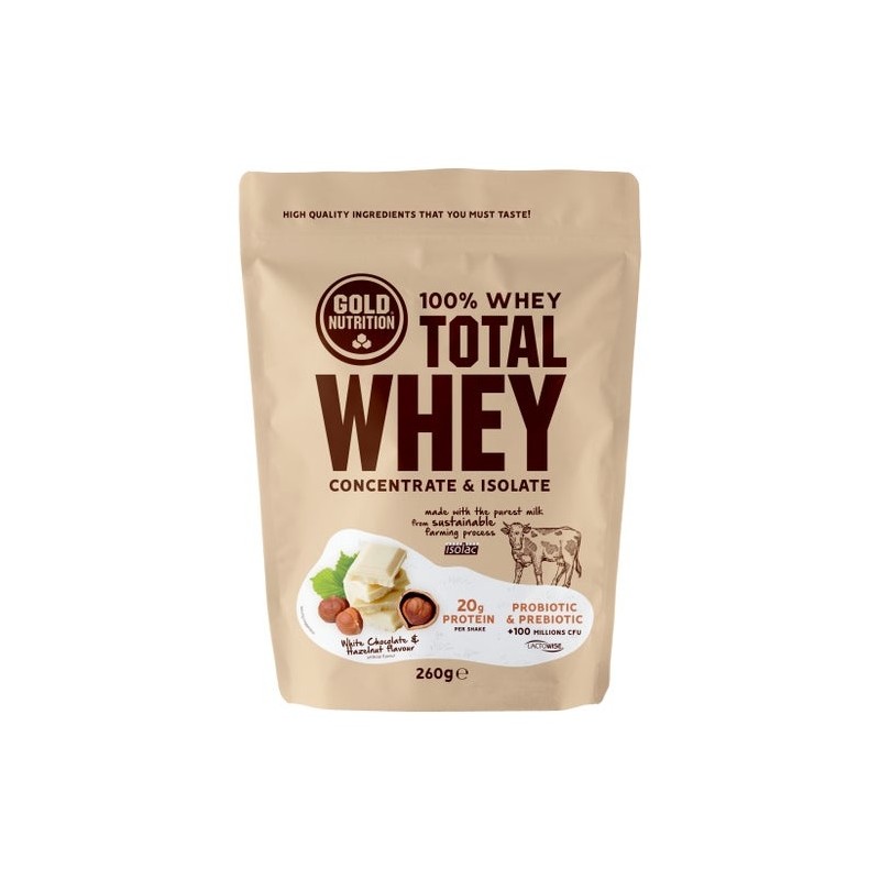 Gold Nutrition Total Whey Chocolate Blanco Avellana 260G