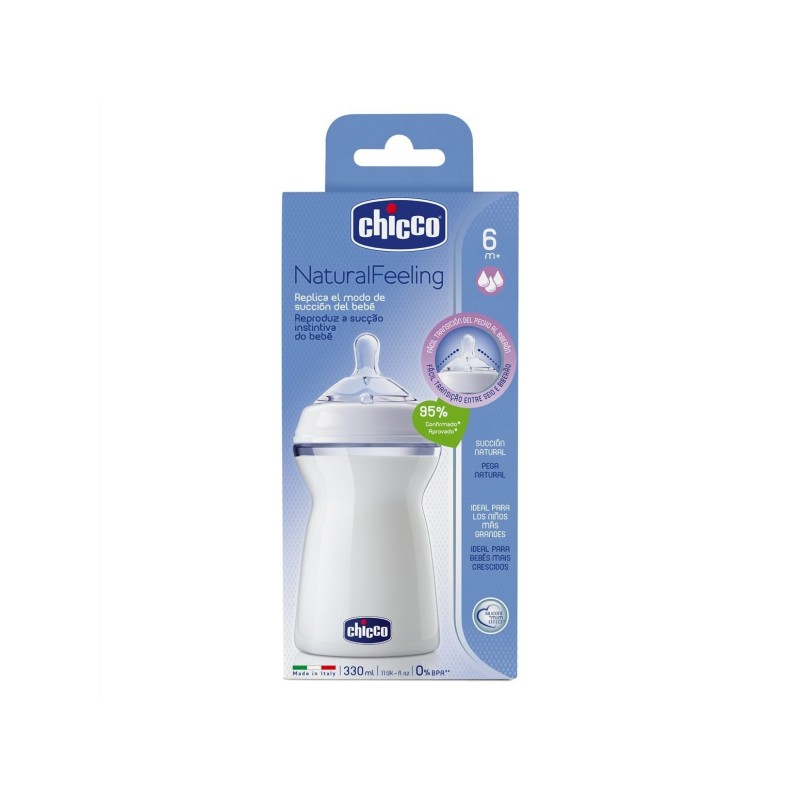 Chicco Natural Feeling Biberón Silicona Flujo Rápido 330Ml