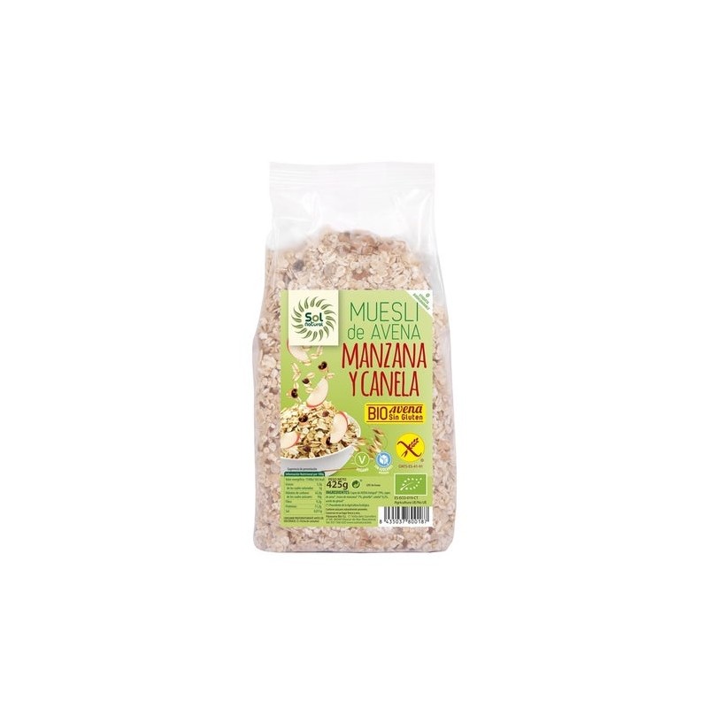 Solnatural Muesli Avena Manzana Canela Sin Gluten 425 G